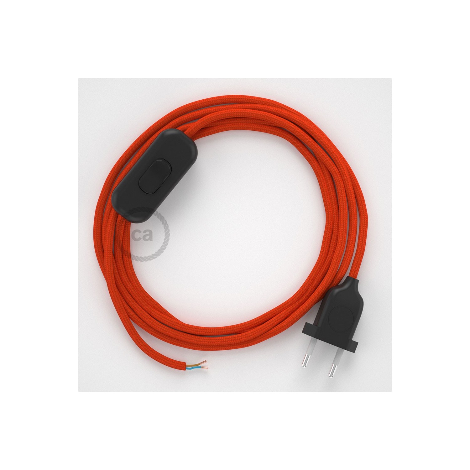 Napájací kábel pre stolnú lampu, RM15 Oranžový hodvábny 1,80 m. Vyberte si farbu zástrčky a vypínača.