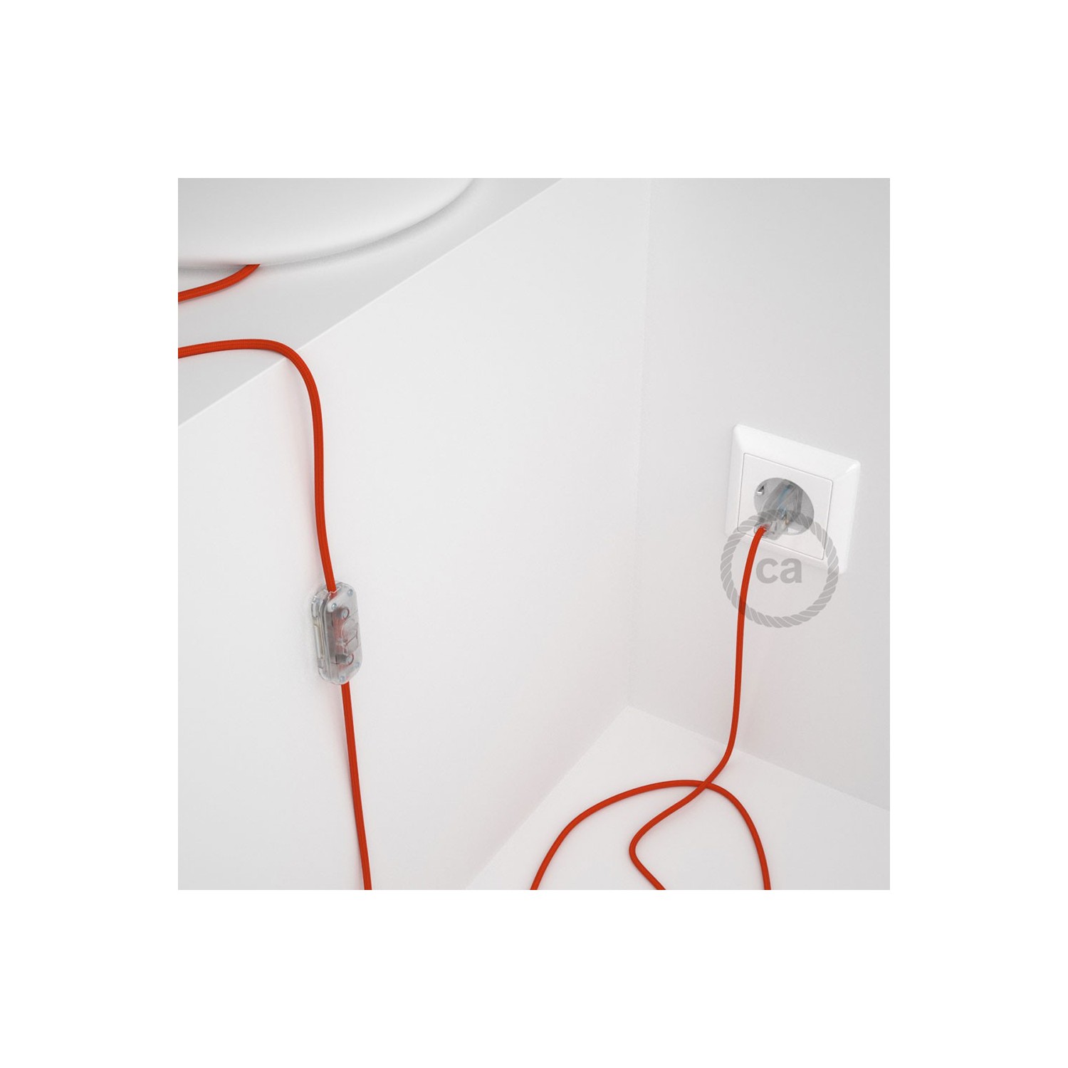 Napájací kábel pre stolnú lampu, RM15 Oranžový hodvábny 1,80 m. Vyberte si farbu zástrčky a vypínača.