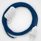 Napájací kábel pre stolnú lampu, RM12 Modrý hodvábny 1,80 m. Vyberte si farbu zástrčky a vypínača.