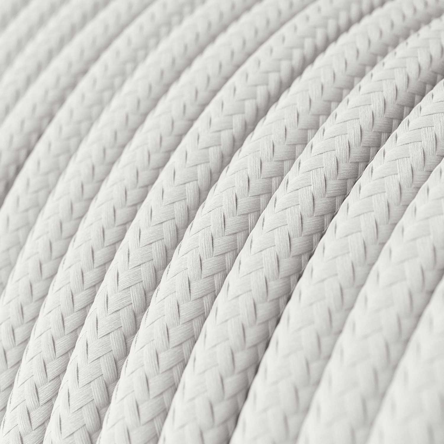 Okrúhly textilný elektrický kábel, umelý hodváb, jednofarebný, RM01 Biela