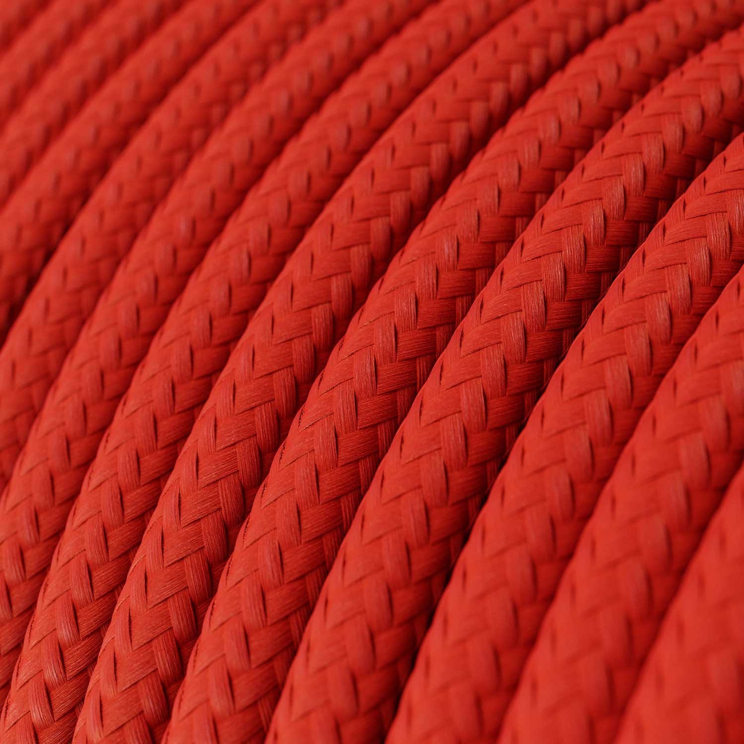Okrúhly textilný elektrický kábel, umelý hodváb, jednofarebný, RM09 Červená