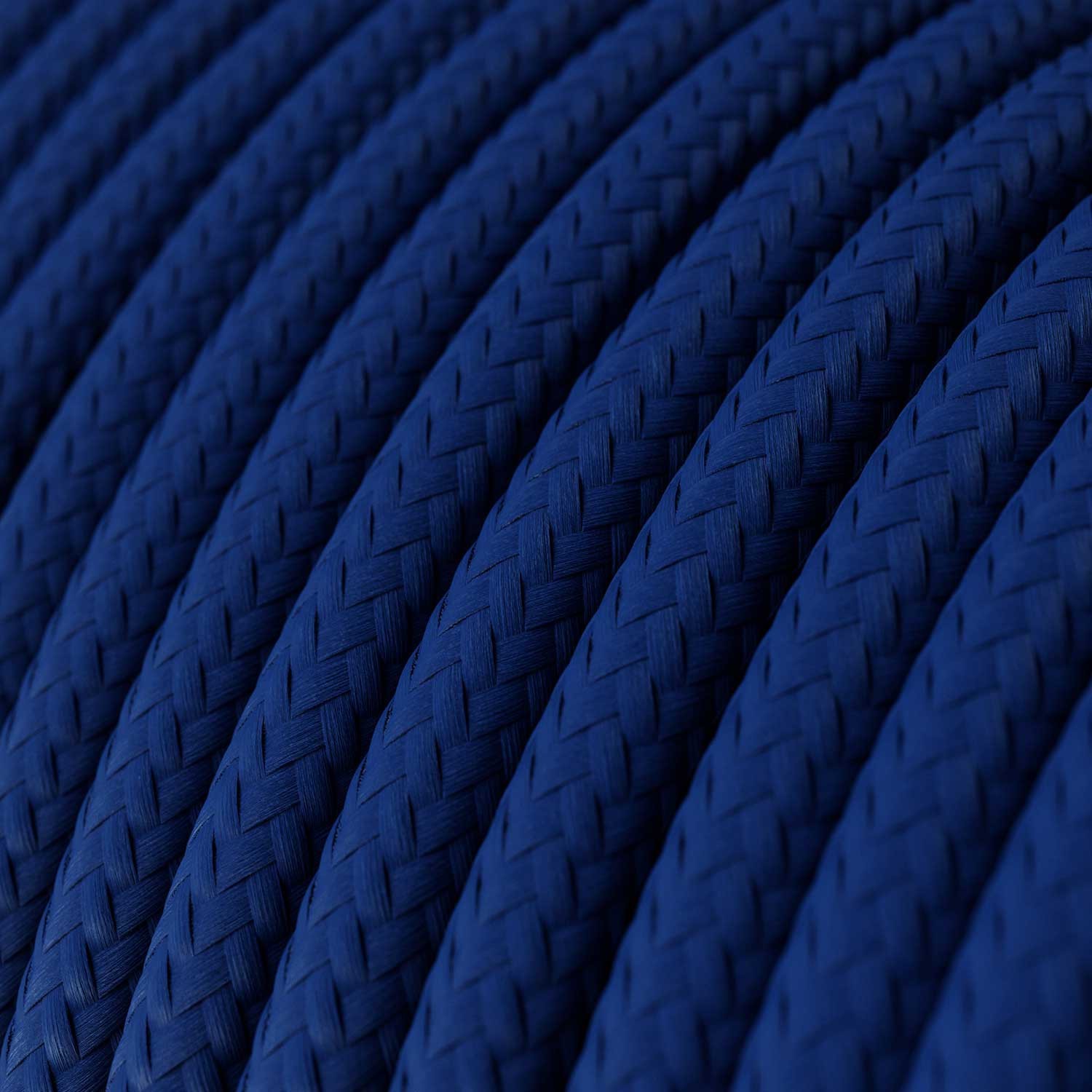 Okrúhly textilný elektrický kábel, umelý hodváb, jednofarebný, RM12 Modrá