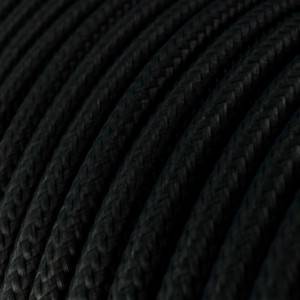 Okrúhly textilný elektrický kábel, umelý hodváb, jednofarebný, RM04 Čierna
