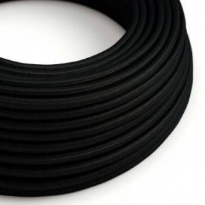 Okrúhly textilný elektrický kábel, umelý hodváb, jednofarebný, RM04 Čierna