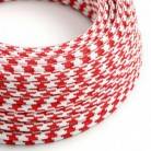 Okrúhly textilný elektrický kábel, umelý hodváb, dvojfarebný, TO207 Červená