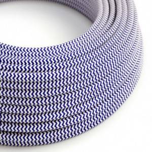 Okrúhly textilný elektrický kábel, umelý hodváb, CikCak, RZ12 Modrá