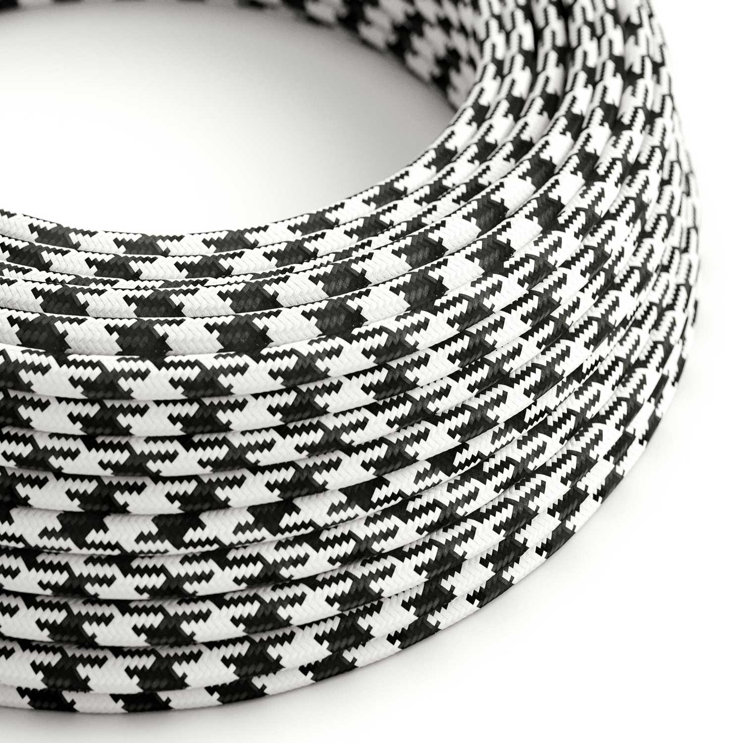 Okrúhly textilný elektrický kábel, umelý hodváb, dvojfarebný, TO212 Čierna