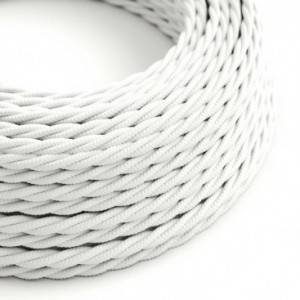 Stočený textilný elektrický kábel, umelý hodváb, jednofarebný, TM01 Biela