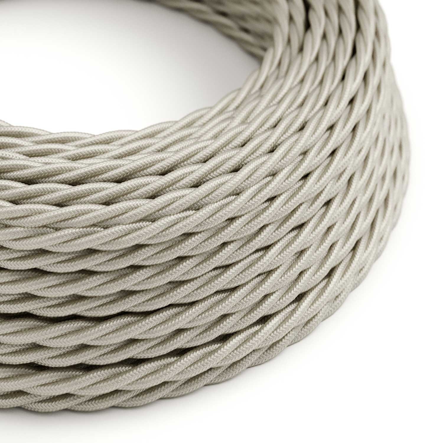 Stočený textilný elektrický kábel, umelý hodváb, jednofarebný, TM00 Slonovinová