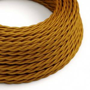 Stočený textilný elektrický kábel, umelý hodváb, jednofarebný, TM05 Zlatá