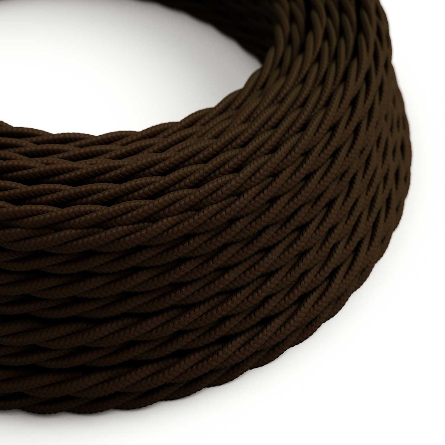 Stočený textilný elektrický kábel, umelý hodváb, jednofarebný, TM13 Hnedá