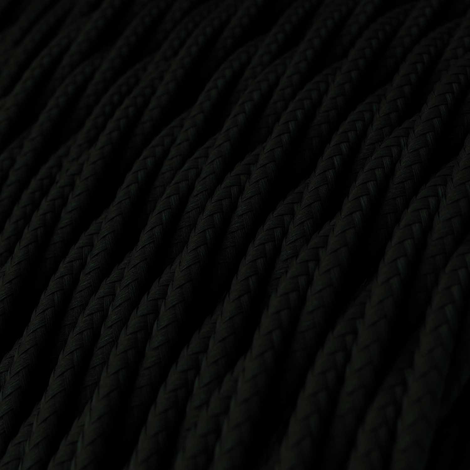 Stočený textilný elektrický kábel, umelý hodváb, jednofarebný, TM04 Čierna