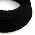 Stočený textilný elektrický kábel, umelý hodváb, jednofarebný, TM04 Čierna