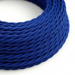 Stočený textilný elektrický kábel, umelý hodváb, jednofarebný, TM12 Modrá