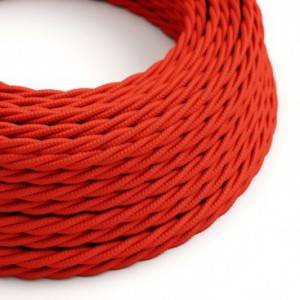 Stočený textilný elektrický kábel, umelý hodváb, jednofarebný, TM09 Červená