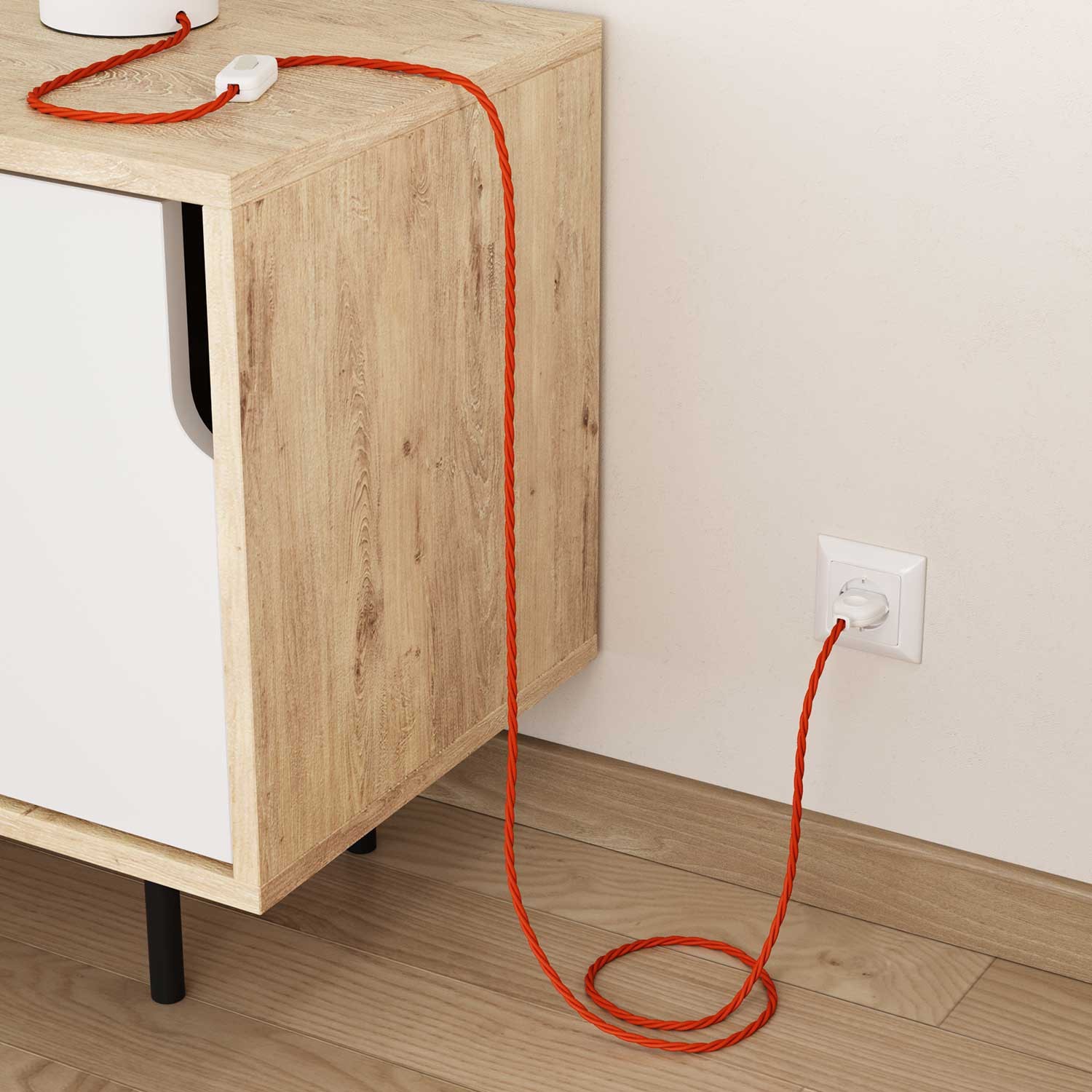 Stočený textilný elektrický kábel, umelý hodváb, jednofarebný, TM15 Oranžová