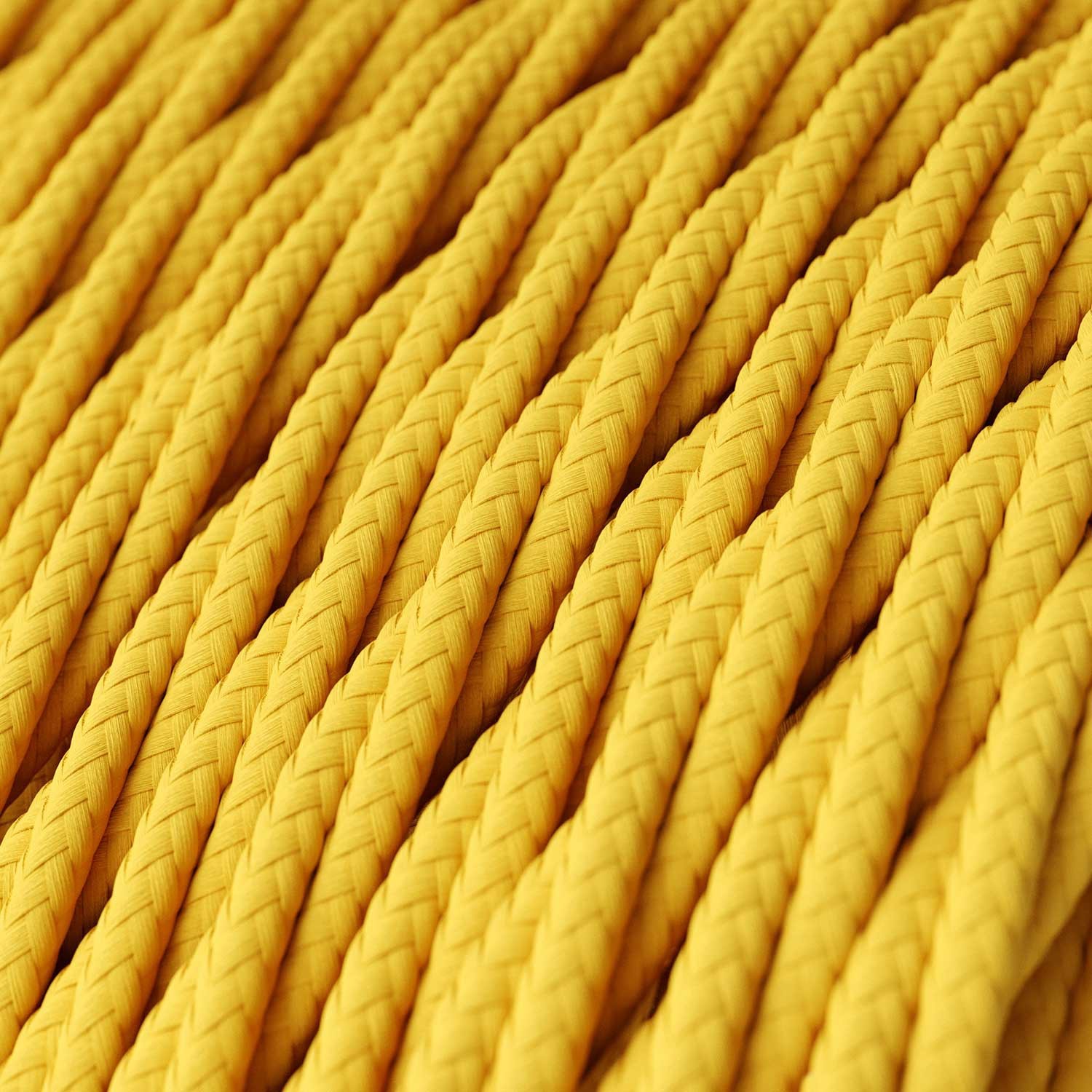 Stočený textilný elektrický kábel, umelý hodváb, jednofarebný, TM10 Žltá