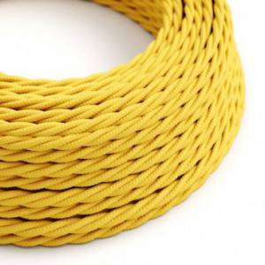 Stočený textilný elektrický kábel, umelý hodváb, jednofarebný, TM10 Žltá