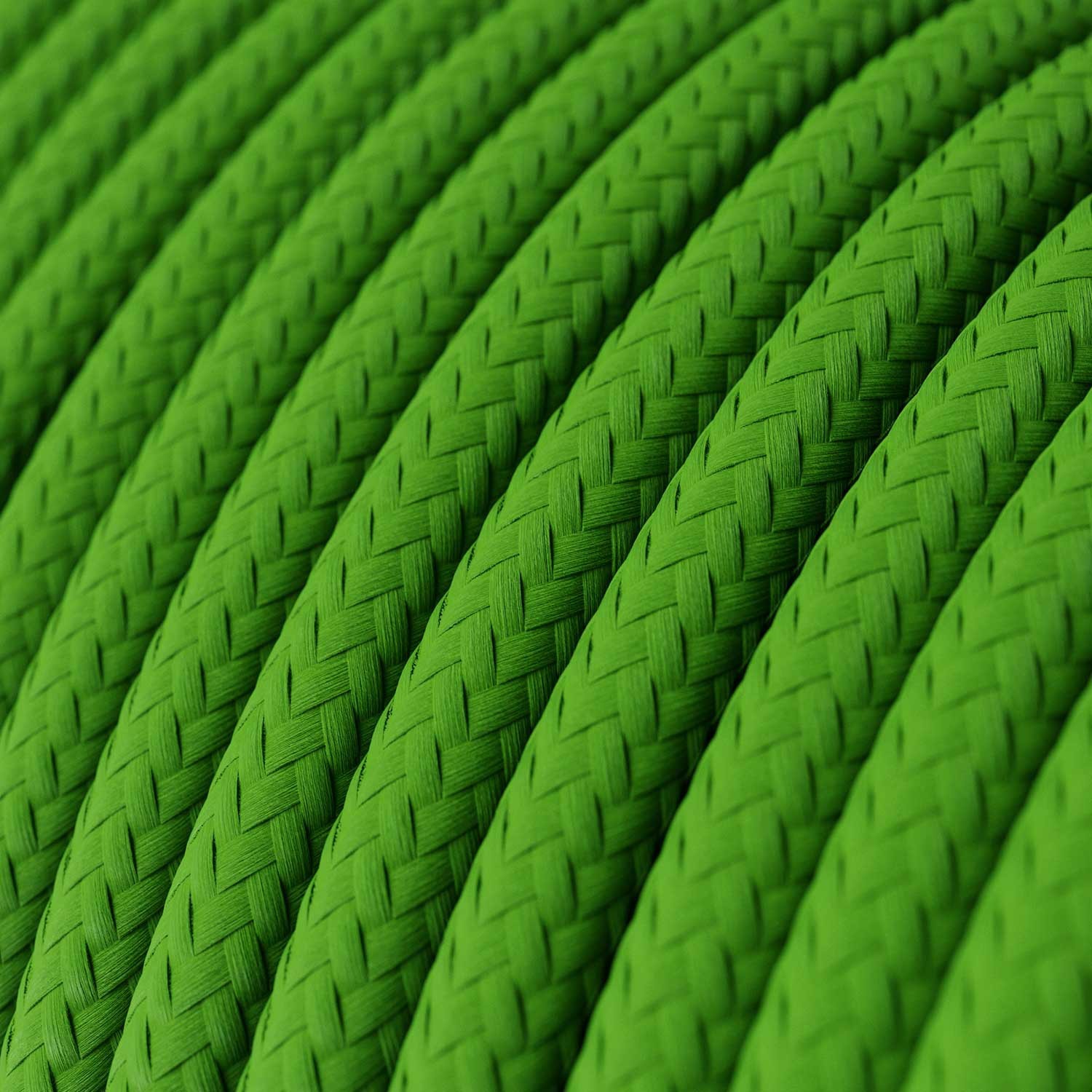 Okrúhly textilný elektrický kábel, umelý hodváb, jednofarebný, RM18 Limetková zelená