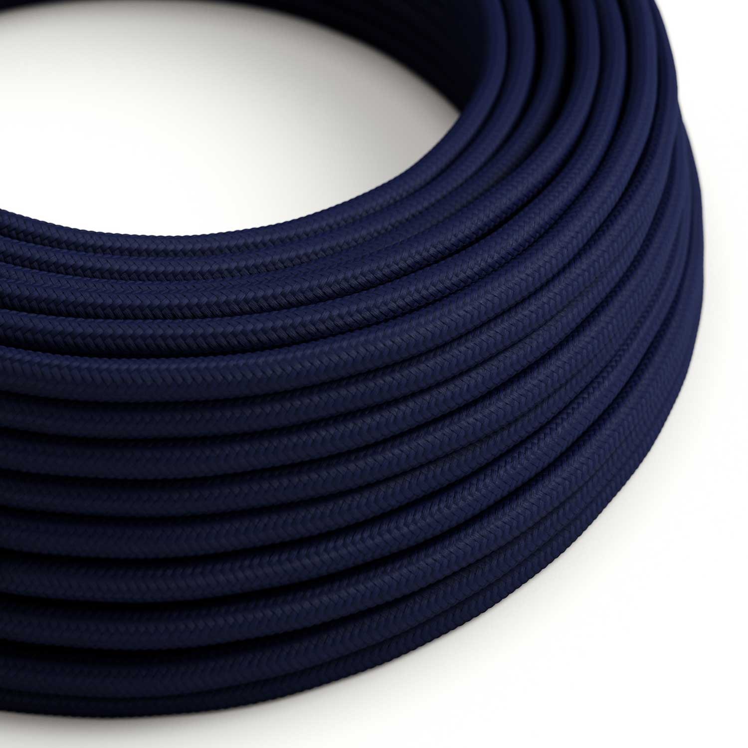 Okrúhly textilný elektrický kábel, umelý hodváb, jednofarebný, RM20 Tmavo modrá
