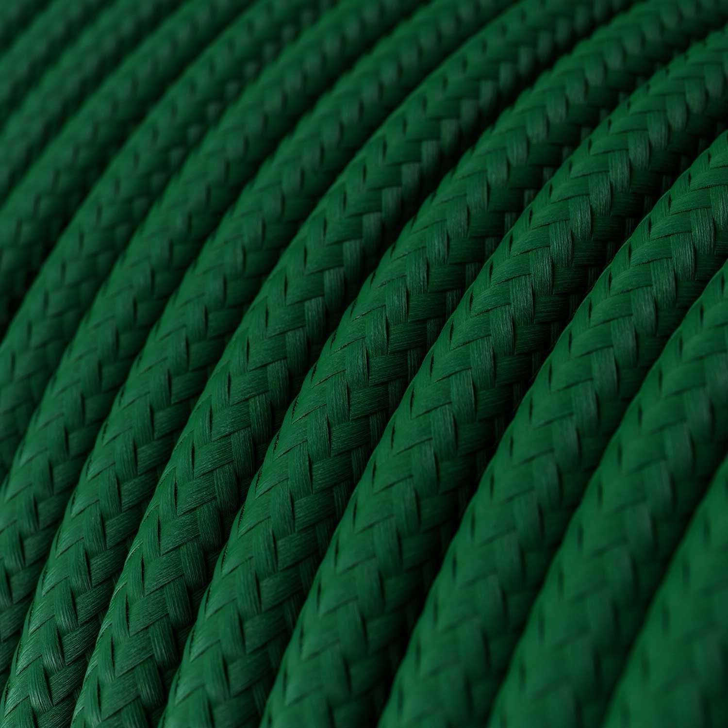 Okrúhly textilný elektrický kábel, umelý hodváb, jednofarebný, RM21 Tmavo zelená