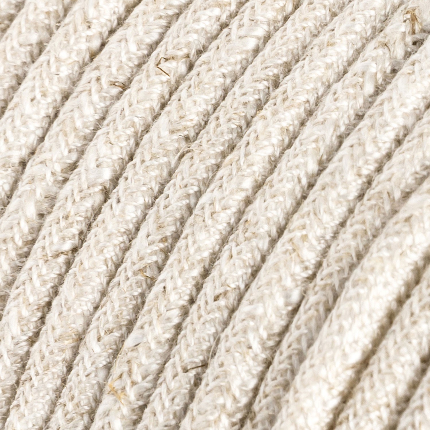 Okrúhly textilný elektrický kábel, ľan, prírodná neutrálna farba RN01