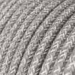Okrúhly textilný elektrický kábel, ľan, prírodná šedá farba RN02