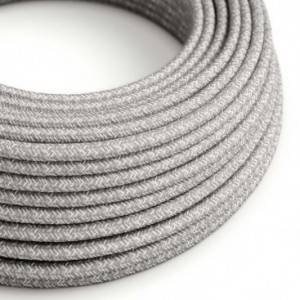 Okrúhly textilný elektrický kábel, ľan, prírodná šedá farba RN02