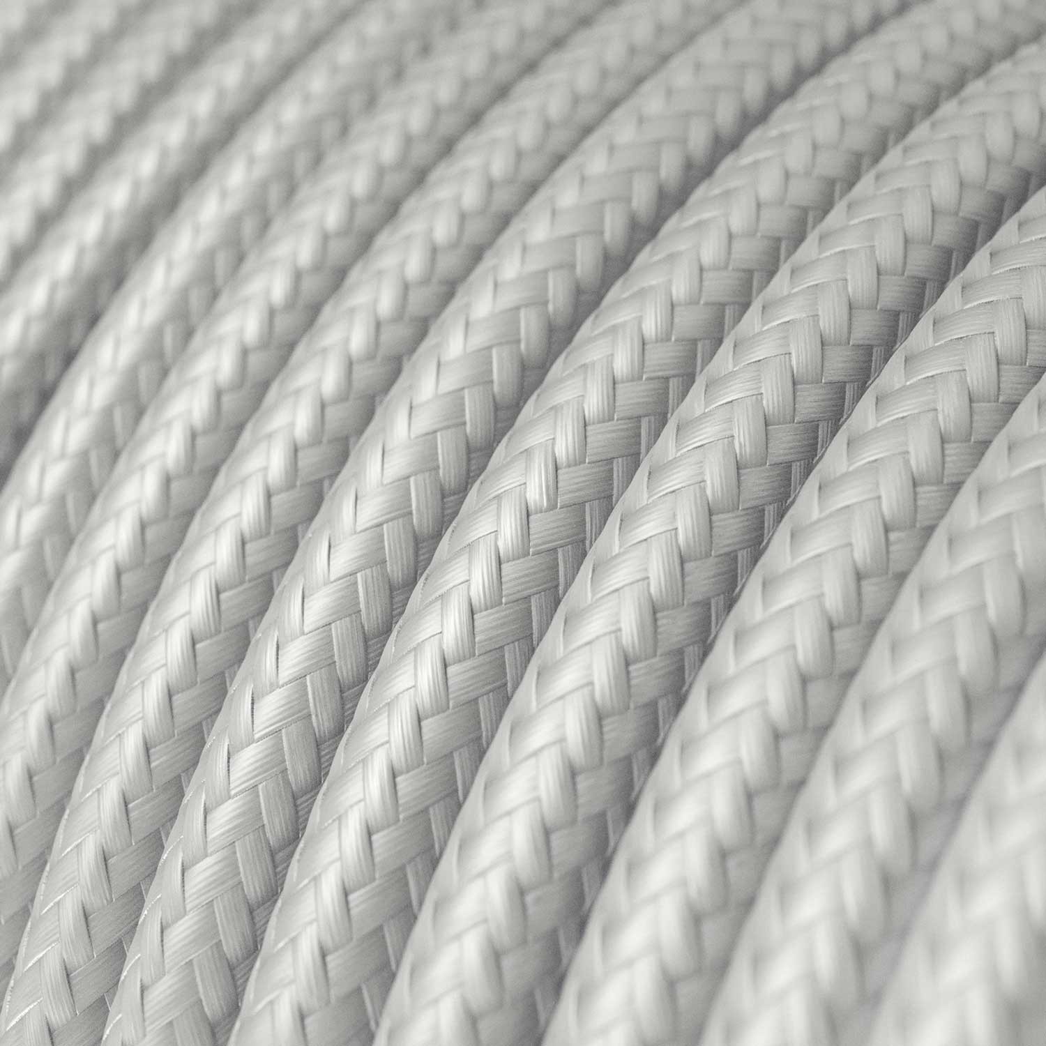 Okrúhly textilný elektrický kábel, umelý hodváb, jednofarebný, RM02 Strieborná