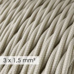 Textilný elektrický kábel so širším priemerom 3x1,50 - stočený - hodváb TM00 slonovinový