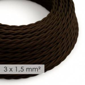 Textilný elektrický kábel so širším priemerom 3x1,50 - stočený - hodváb TM13 hnedý