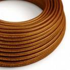 Okrúhly textilný elektrický kábel - lesklý, umelý hodváb, jednofarebný, RL22 Medená