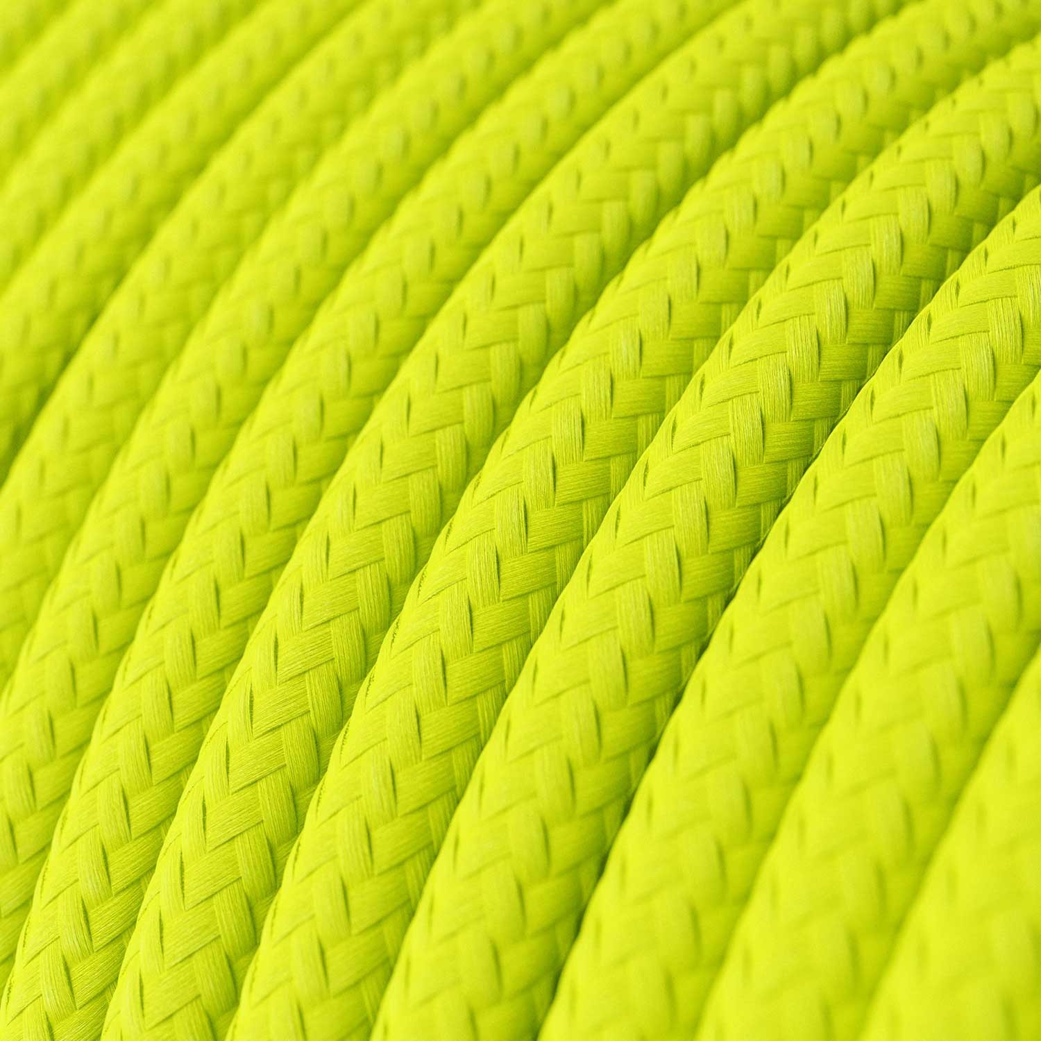 Okrúhly textilný elektrický kábel, umelý hodváb, jednofarebný, RF10 Fluo žltá