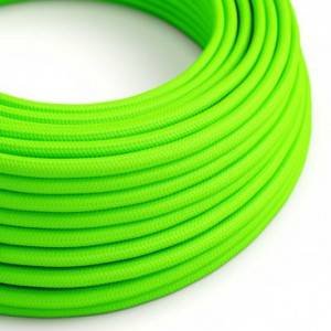 Okrúhly textilný elektrický kábel, umelý hodváb, jednofarebný, RF06 Fluo zelená