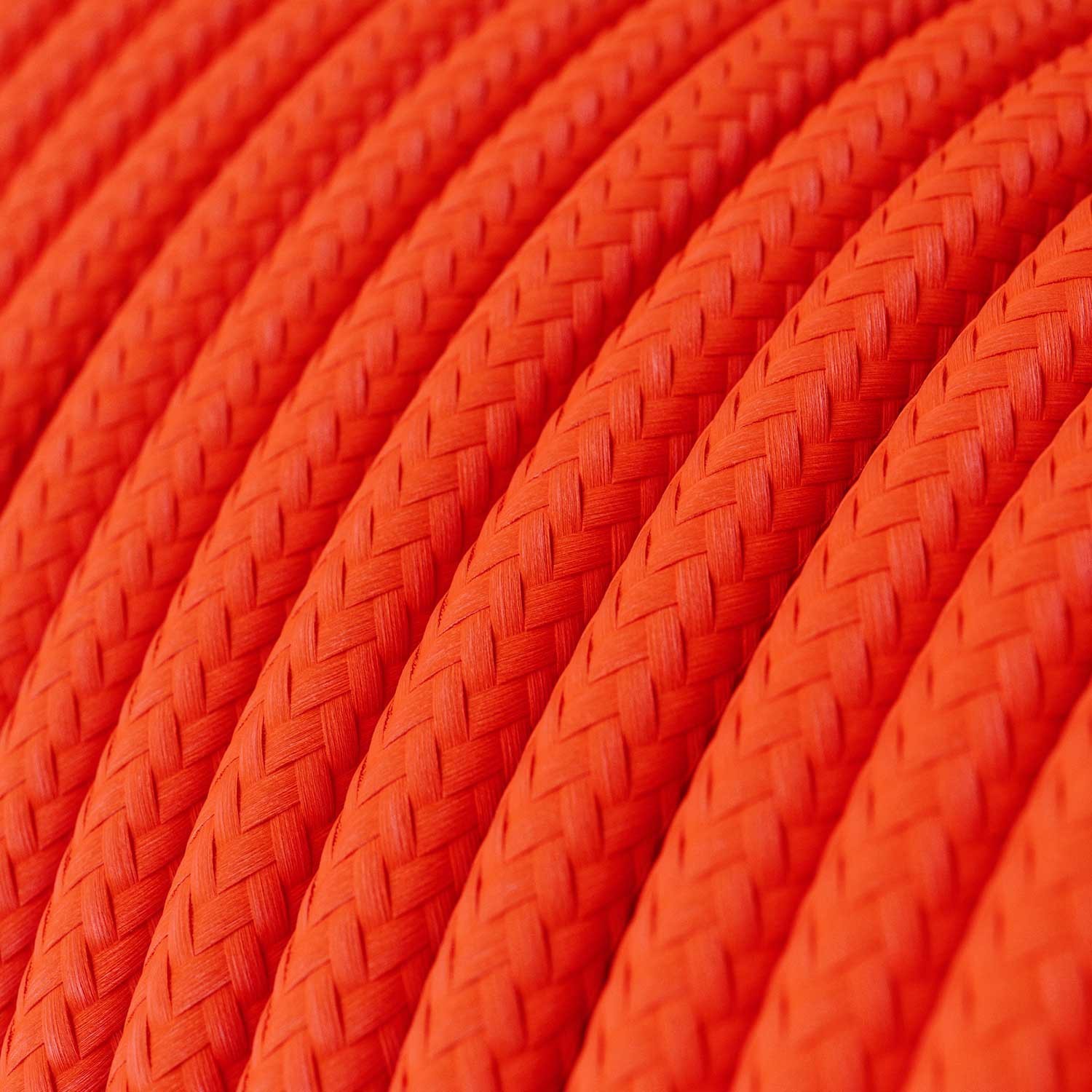 Okrúhly textilný elektrický kábel, umelý hodváb, jednofarebný, RF15 Fluo oranžová