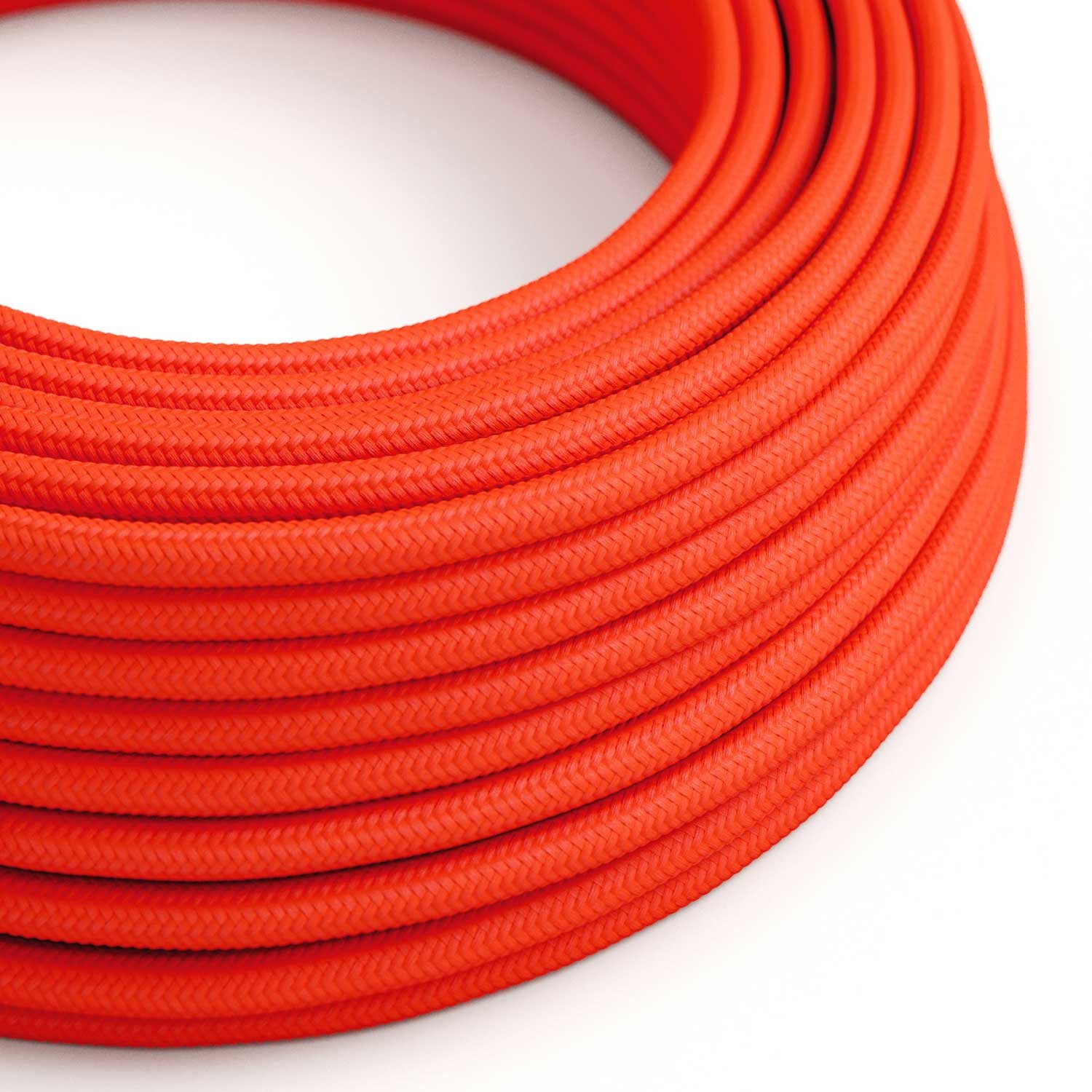 Okrúhly textilný elektrický kábel, umelý hodváb, jednofarebný, RF15 Fluo oranžová