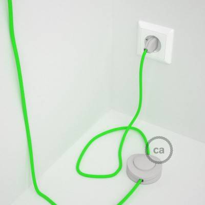 Napájací kábel pre podlahovú lampu, RF06 Fluo zelený hodvábny 3 m. Vyberte si farbu zástrčky a vypínača.