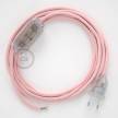 Napájací kábel pre stolnú lampu, RM16 Ružový hodvábny 1,80 m. Vyberte si farbu zástrčky a vypínača.