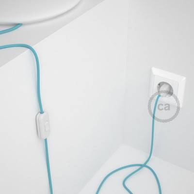 Napájací kábel pre stolnú lampu, RM17 Svetlo modrý hodvábny 1,80 m. Vyberte si farbu zástrčky a vypínača.