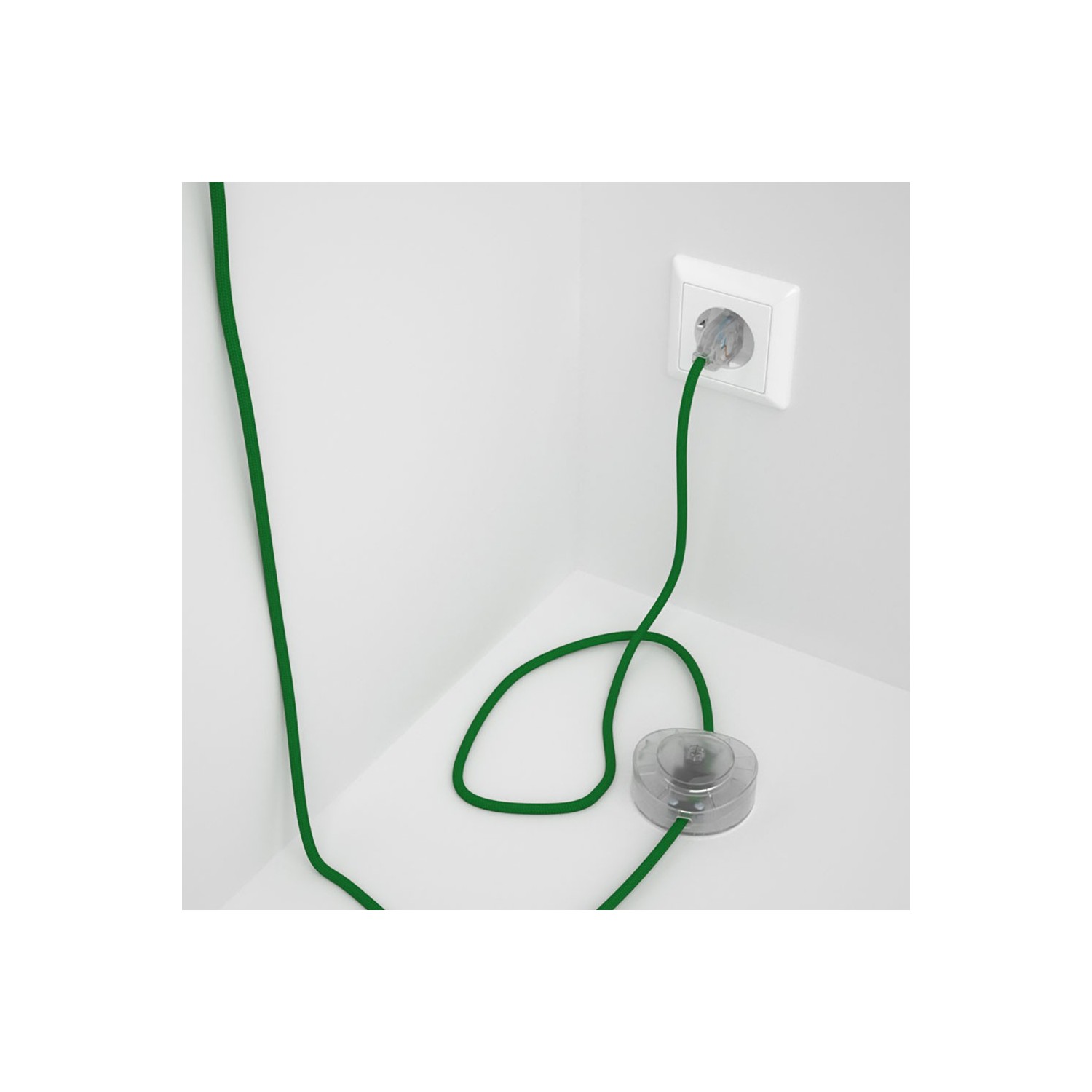 Napájací kábel pre podlahovú lampu, RM06 Zelený hodvábny 3 m. Vyberte si farbu zástrčky a vypínača.
