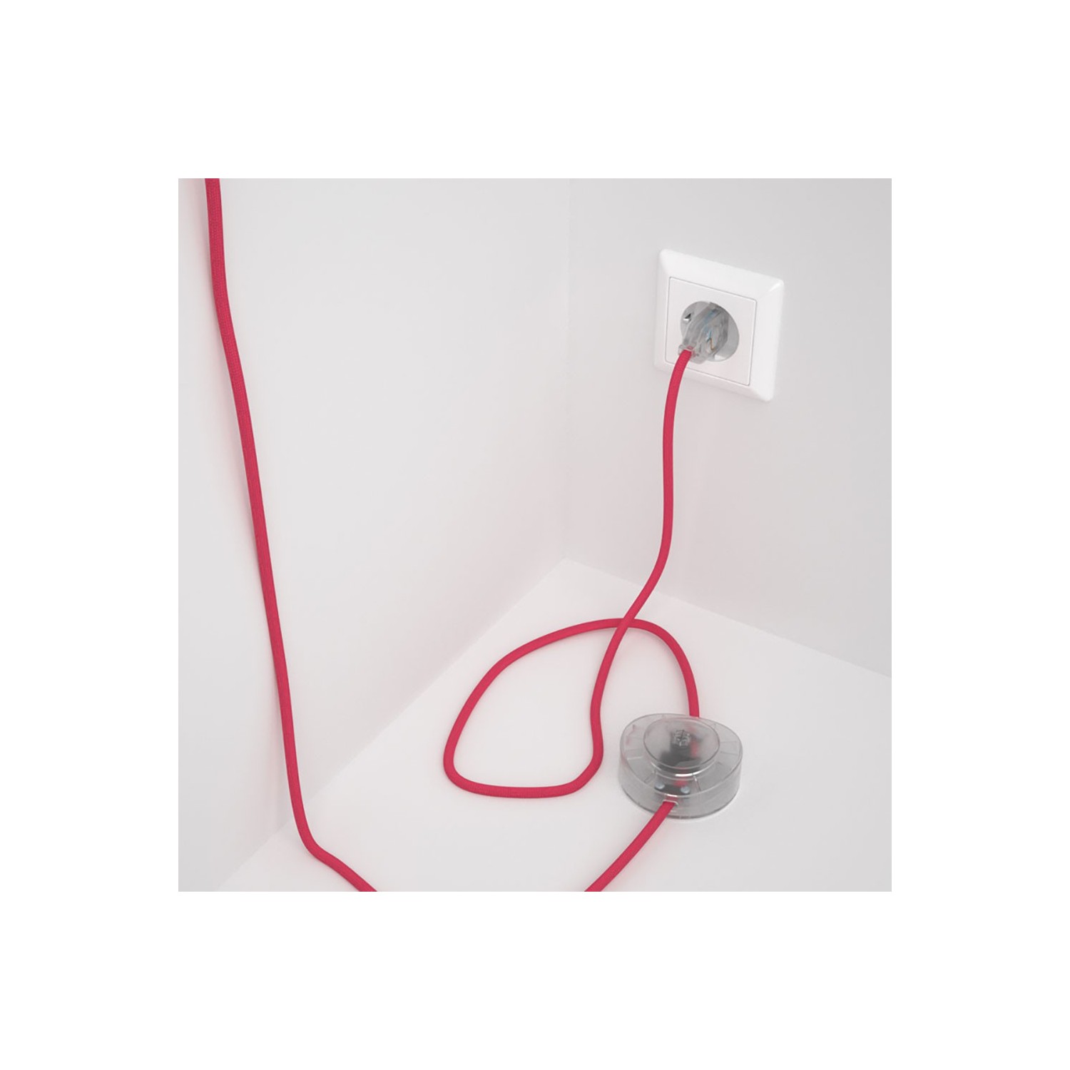 Napájací kábel pre podlahovú lampu, RM08 Fuchsiový hodvábny 3 m. Vyberte si farbu zástrčky a vypínača.