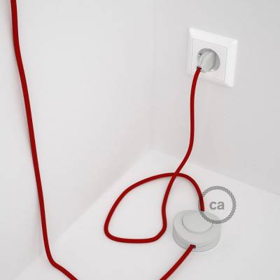 Napájací kábel pre podlahovú lampu, RM09 Červený hodvábny 3 m. Vyberte si farbu zástrčky a vypínača.