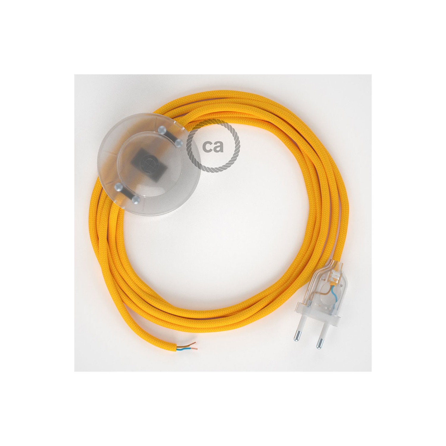 Napájací kábel pre podlahovú lampu, RM10 Žltý hodvábny 3 m. Vyberte si farbu zástrčky a vypínača.