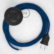 Napájací kábel pre podlahovú lampu, RM12 Modrý hodvábny 3 m. Vyberte si farbu zástrčky a vypínača.