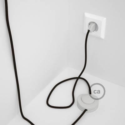 Napájací kábel pre podlahovú lampu, RM13 Hnedý hodvábny 3 m. Vyberte si farbu zástrčky a vypínača.