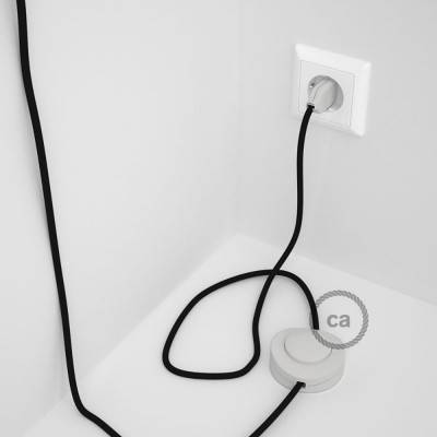 Napájací kábel pre podlahovú lampu, RM04 Čierny hodvábny 3 m. Vyberte si farbu zástrčky a vypínača.