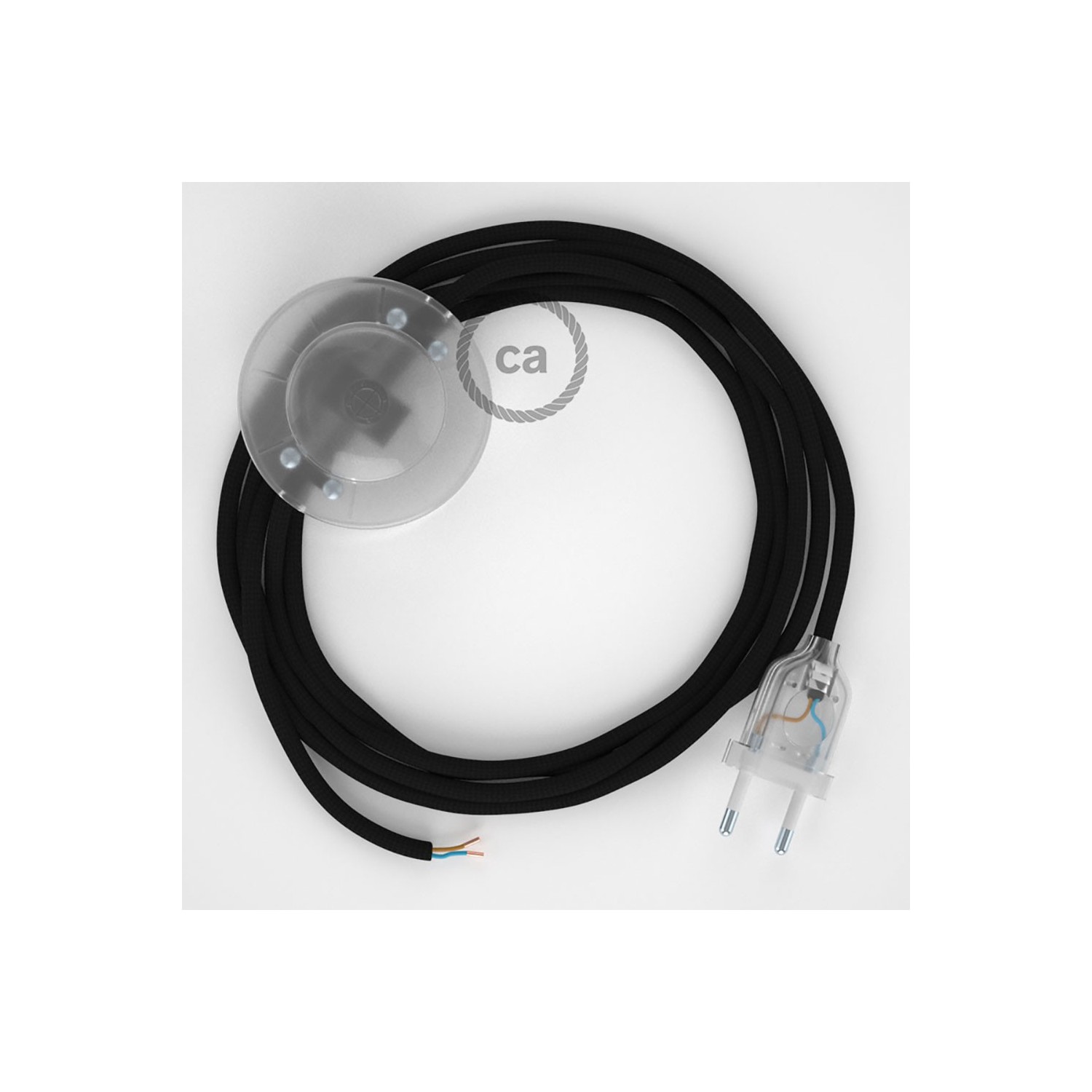 Napájací kábel pre podlahovú lampu, RM04 Čierny hodvábny 3 m. Vyberte si farbu zástrčky a vypínača.
