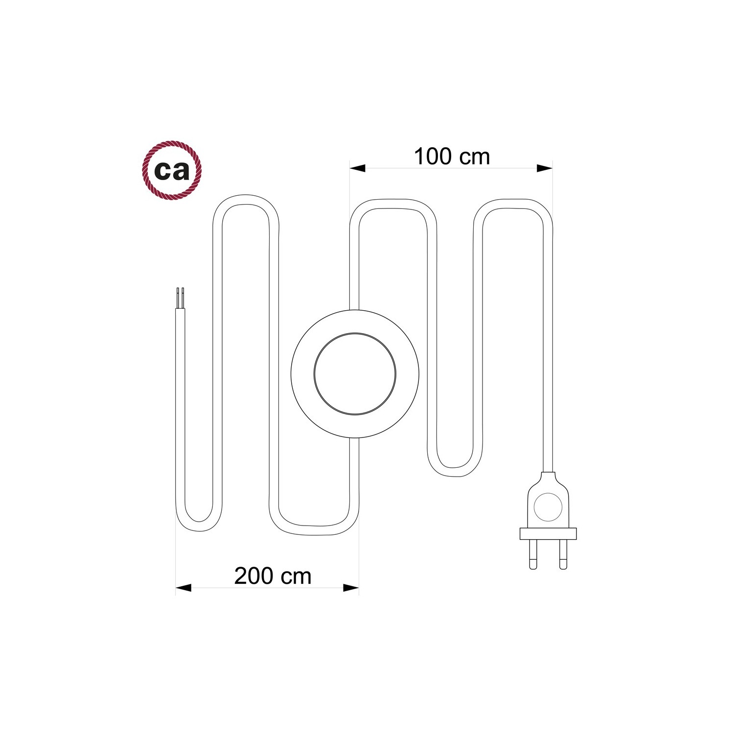 Napájací kábel pre podlahovú lampu, RM14 Fialový hodvábny 3 m. Vyberte si farbu zástrčky a vypínača.