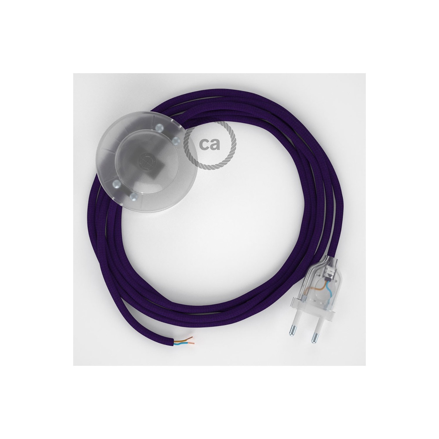 Napájací kábel pre podlahovú lampu, RM14 Fialový hodvábny 3 m. Vyberte si farbu zástrčky a vypínača.