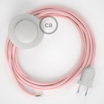 Napájací kábel pre podlahovú lampu, RM16 Ružový hodvábny 3 m. Vyberte si farbu zástrčky a vypínača.